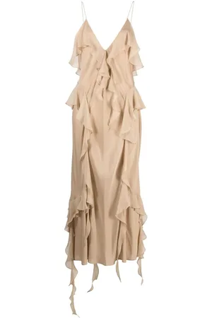 Khaite Ruffle-trim silk maxi dress