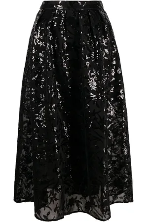 Maje Sequinned mesh midi skirt