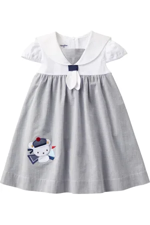Familiar Embroidered-detail pinstripe dress