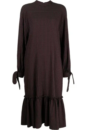 YMC Rushmore check-print midi dress