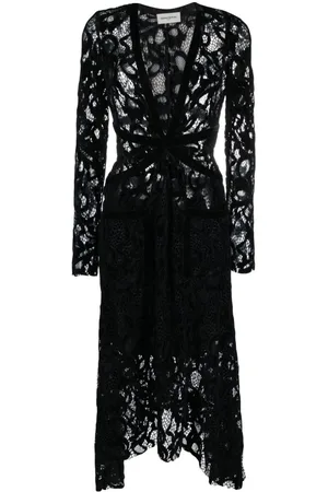 Sonia by Sonia Rykiel Asymmetric velvet-lace midi dress