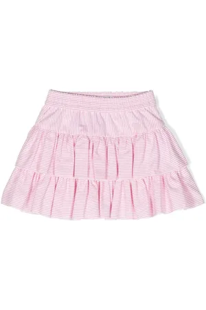 MONNALISA Heart-charm striped tiered skirt