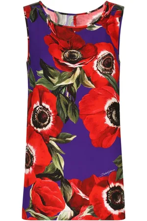 Dolce & Gabbana Poppy-print round-neck tank top