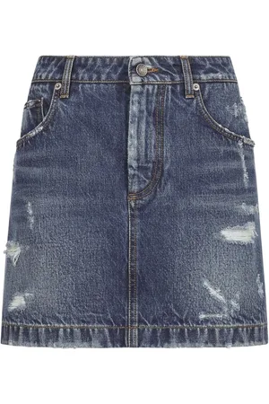 Dolce & Gabbana Distressed-finish denim miniskirt