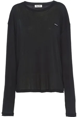 Miu Miu Logo-patch long-sleeve T-shirt