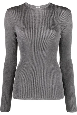 Totême Metallic ribbed-knit jumper