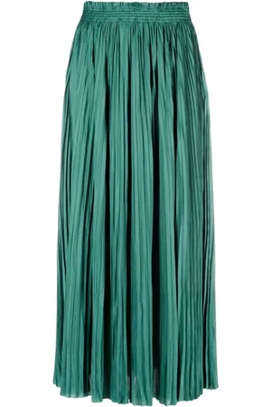 ULLA JOHNSON Pleated satin midi skirt