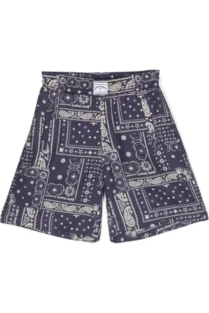 Palm Angels Logo-patch paisley-print shorts