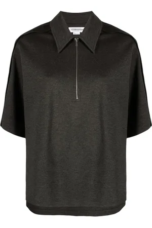 Victoria Beckham Pointed-collar mélange jersey top