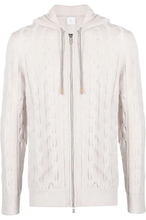 ELEVENTY Cable-knit cashmere hooded jacket