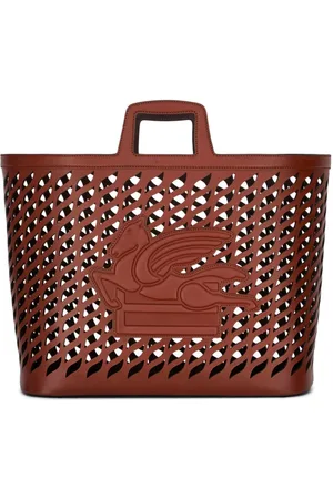 Etro Pegaso-appliqué perforated tote bag