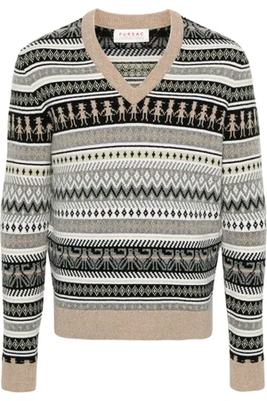 Fursac Intarsia-knit wool jumper