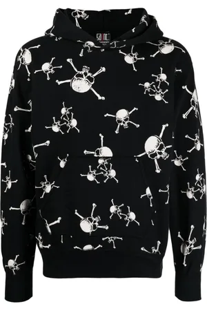 SAINT MXXXXXX Skull-print cotton hoodie