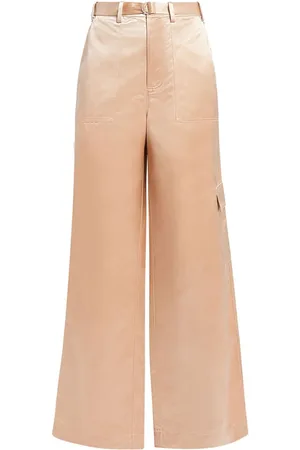 Staud Belted satin-finish palazzo pants
