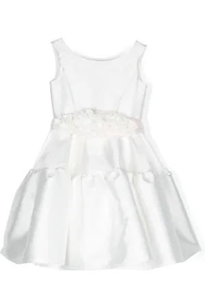 MONNALISA Floral-appliqué tiered cotton dress
