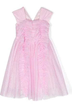 MONNALISA Ruffled glitter-detail dress
