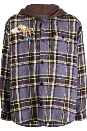 UNDERCOVER Check-pattern slouch-hood shirt jacket