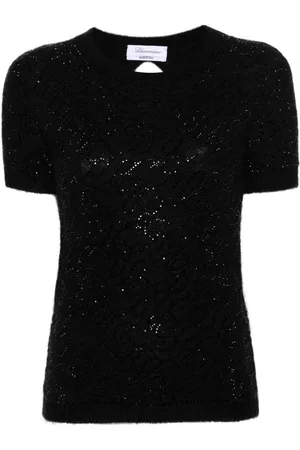 BLUMARINE Crystal-embellished knitted top