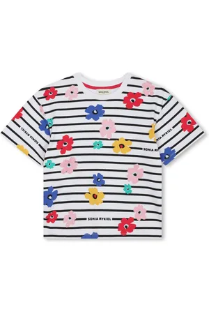 Sonia Rykiel Enfant Striped floral-print cotton T-shirt