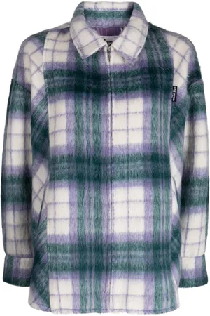 Izzue Logo-tag plaid-checked shirt jacket