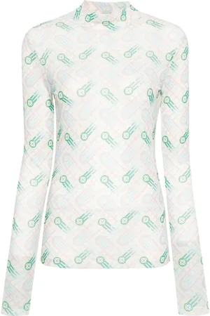 Casablanca Logo-print semi-sheer top