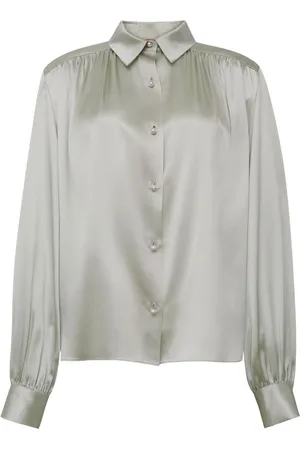 ADAM LIPPES Pearl-buttons silk blouse