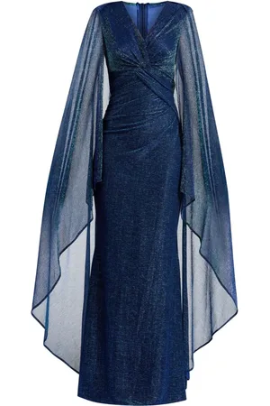 TALBOT RUNHOF Knot-detail cape maxi dress