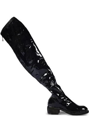 GUIDI Laminated knee-high leather boots