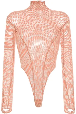 MUGLER Star-print mesh bodysuit