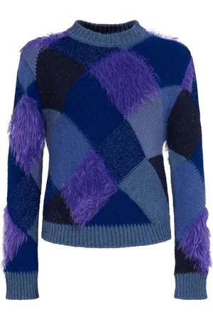 Marni Faux-fur argyle-knit jumper