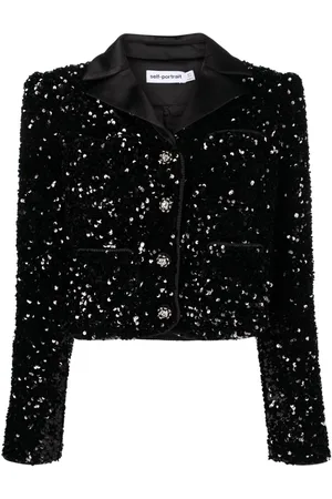 Self-Portrait Sequinned cropped blazer