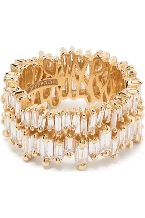 Suzanne Kalan 18kt yellow gold double-row diamond eternity ring