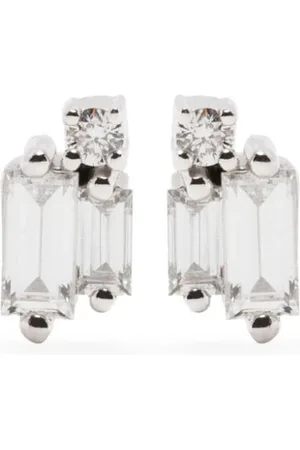 Suzanne Kalan 18kt white gold diamond stud earrings
