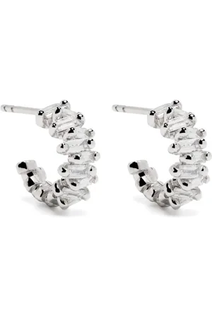 Suzanne Kalan 18kt white gold diamond hoop earrings