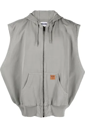 Moschino Logo-patch sleeveless hooded jacket