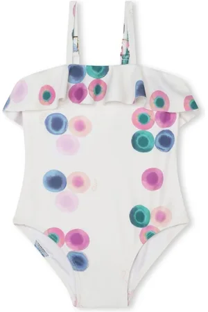 Chloé Abstract-print ruffle-trim swimsuit