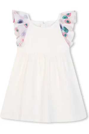 Chloé Logo-embroidered ruffle-trim dress