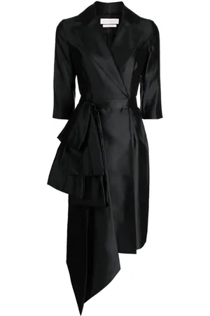 Saiid Kobeisy Belted shantung wrap dress