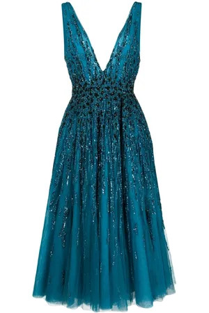 Saiid Kobeisy Sequin-embellished tulle-overlay flared dress