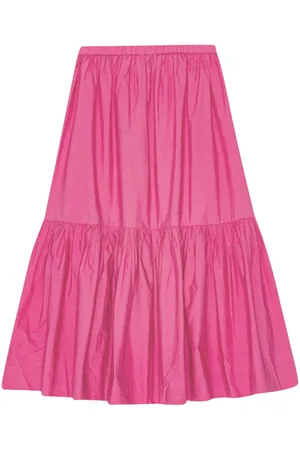Ganni Ruffled organic-cotton midi skirt
