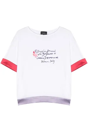 Emporio Armani Contrasting-trim logo-print T-shirt