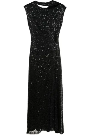 Gloria Coelho Sequin-embellished asymmetric-neck dress