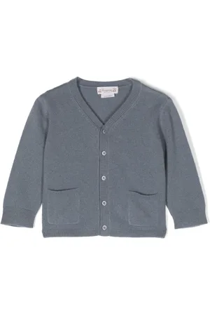Bonpoint Tibile logo-pattern cashmere cardigan - Grey
