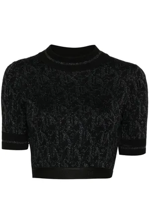 Palm Angels Monogram-jacquard knitted top