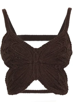 BLUMARINE Butterfly sleeveless crop top