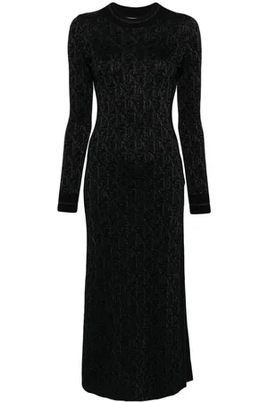 Palm Angels Monogram-jacquard open-back midi dress