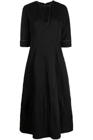 SHIATZY CHEN Floral-button half-sleeve midi dress