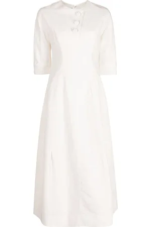 SHIATZY CHEN Floral-button half-sleeve midi dress