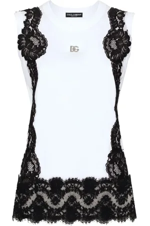 Dolce & Gabbana Lace-detailing cotton-blend T-shirt