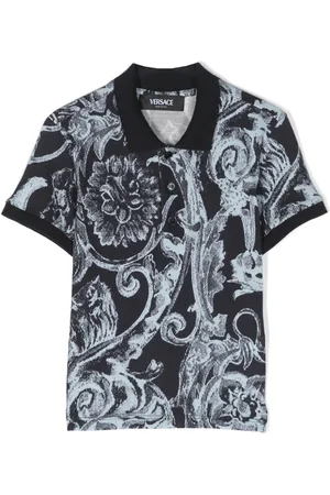 VERSACE Barocco-print cotton polo shirt